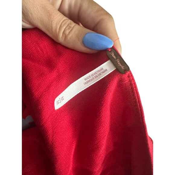 FREE PEOPLE Red Floral Button Detail Long Sleeve Dress Size Medium - Picture 5 of 8